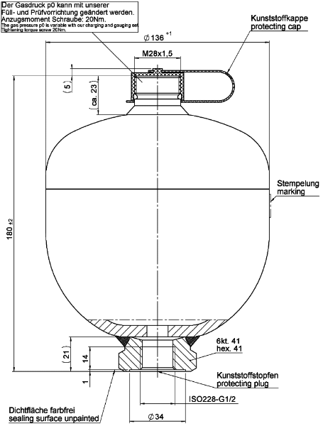 Bild på Membranackumulator SBO200-1E1/663U-200AK30